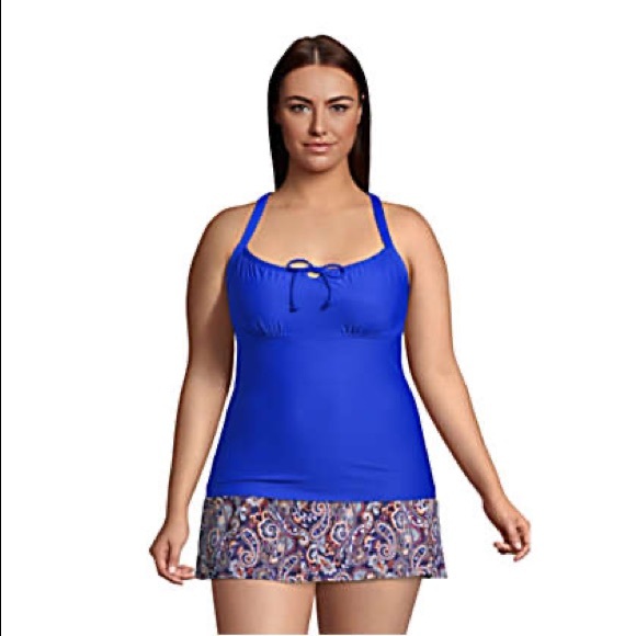 EUC, Land’s End, 22W, Tie-front Underwire Tankini, Electric Blue - Picture 4 of 13
